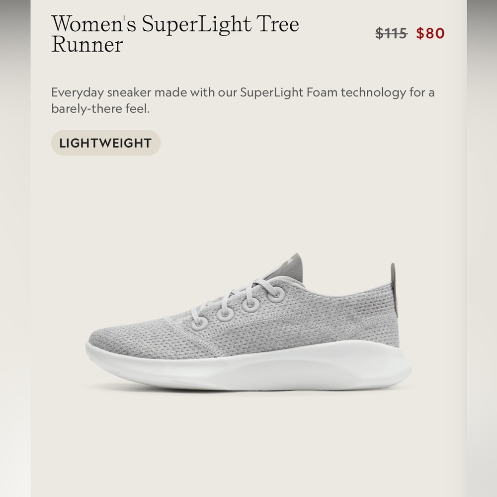 Allbirds Women's SuperLight Tree Runner Gray Sneakers